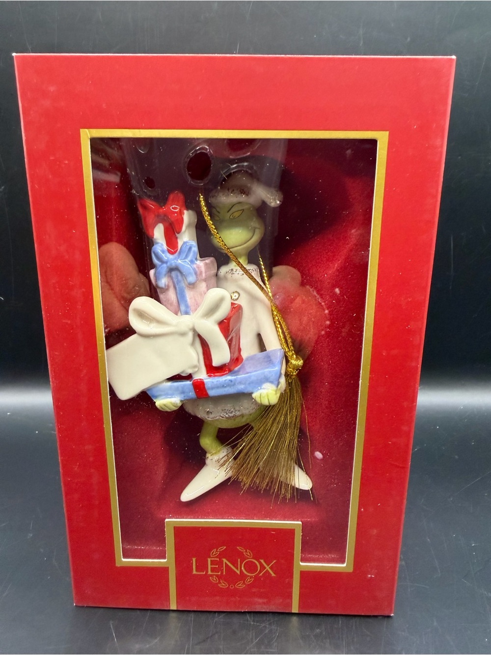 Lenox Dr. Seuss Grinch “Gifts For You” Christmas Ornament – Original Box